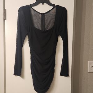 Elegant Black Long Sleeve Mini Dress